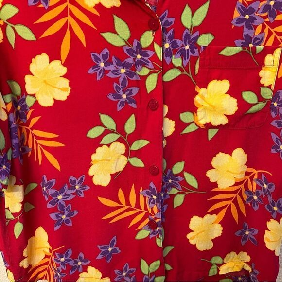 Marsh Landing Short Sleeve Floral Shirt Size Medium - Picture 2 of 4